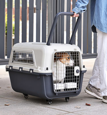 Cassa da viaggio sicura a doppia porta per gatti e cani con ruote e spazio super grande