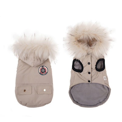 Servizio di personalizzazione fornito Moda di lusso Abbigliamento per cani invernale con cappuccio con colletto di pelliccia