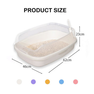 Pet Poop Clean Plastic Cat Litter Box con design aperto di grandi dimensioni e funzionalità anti-splash