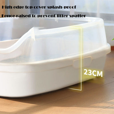 Pet Poop Clean Plastic Cat Litter Box con design aperto di grandi dimensioni e funzionalità anti-splash