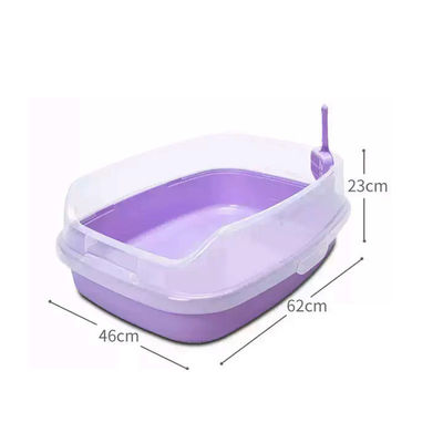 Pet Poop Clean Plastic Cat Litter Box con design aperto di grandi dimensioni e funzionalità anti-splash
