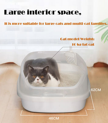 Pet Poop Clean Plastic Cat Litter Box con design aperto di grandi dimensioni e funzionalità anti-splash