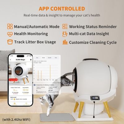 Scatola di spazzatura intelligente auto-pulizia Scatola igienica per gatti automatica Grande capacità e controllo APP