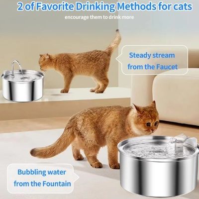 Acciaio inossidabile per animali domestici Fontana d'acqua potabile Dispensatore d'acqua automatico Capacità 3L