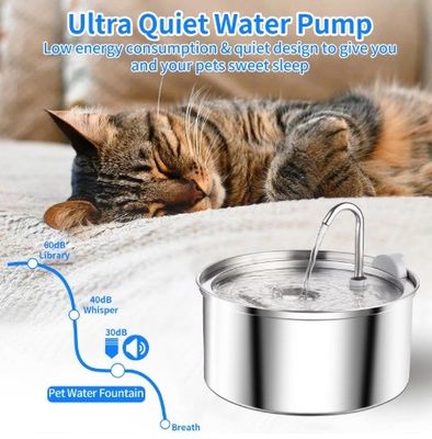 Acciaio inossidabile per animali domestici Fontana d'acqua potabile Dispensatore d'acqua automatico Capacità 3L