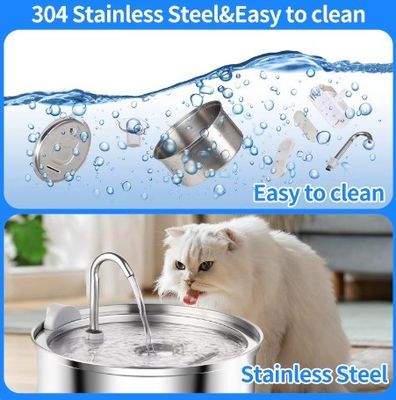 Acciaio inossidabile per animali domestici Fontana d'acqua potabile Dispensatore d'acqua automatico Capacità 3L