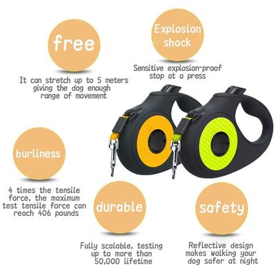 Leash per animali da compagnia regolabile a rilascio rapido 5M 3M ABS retrattile con rivetto