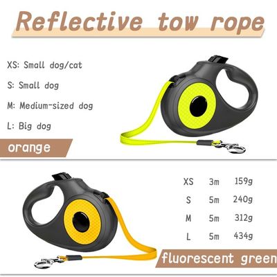Leash per animali da compagnia regolabile a rilascio rapido 5M 3M ABS retrattile con rivetto