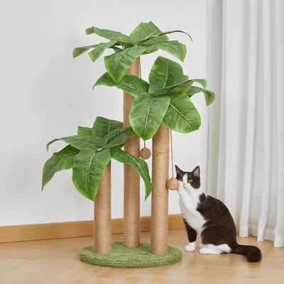 35 pollici Alto Decorazione a foglia Albero gatto per gatti interni Giochi Tipo Albero gatto giocattolo Legno