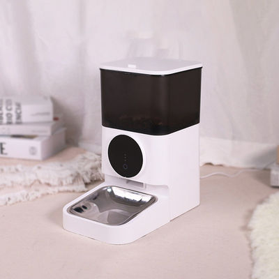 Materiale ABS bianco Dispenser per cibo per gatti 4L con coperchio a serratura e controllo del mangiabagno per animali domestici cronometrato