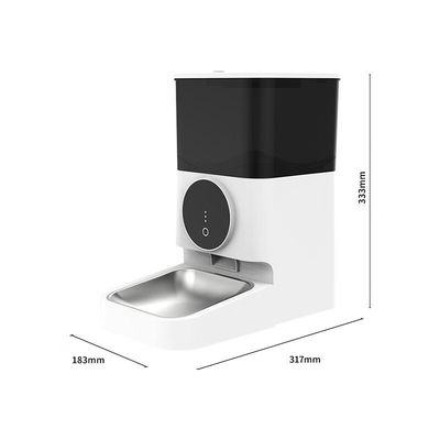 Materiale ABS bianco Dispenser per cibo per gatti 4L con coperchio a serratura e controllo del mangiabagno per animali domestici cronometrato