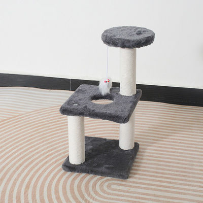 ODM Design Cat Furniture Beige Chipboard Albero da arrampicata con colonna di sisal e amaca di peluche