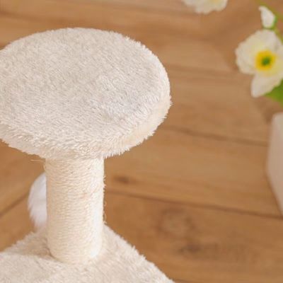 ODM Design Cat Furniture Beige Chipboard Albero da arrampicata con colonna di sisal e amaca di peluche