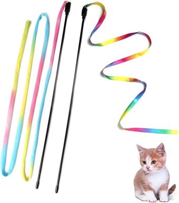 Interattivo giocattolo per gatti classico Rainbow Rope Cat Teaser Stick per gatti e gattini esercizio