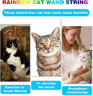 Interattivo giocattolo per gatti classico Rainbow Rope Cat Teaser Stick per gatti e gattini esercizio