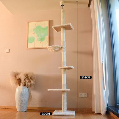 Torre gattina da pavimento a soffitto regolabile con amaca accogliente e funzione di gioco divertente