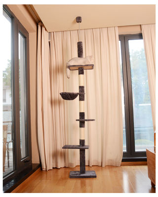 Torre gattina da pavimento a soffitto regolabile con amaca accogliente e funzione di gioco divertente