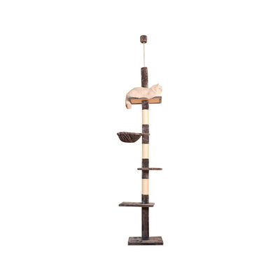 Torre gattina da pavimento a soffitto regolabile con amaca accogliente e funzione di gioco divertente