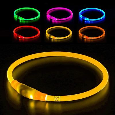 Collare per cani a luce a LED con logo personalizzato USB ricaricabile impermeabile 3 modalità di lampeggiamento