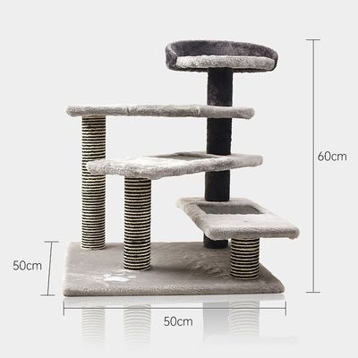 ODM Grigio Legno Moderno Cat Climbing Frame Deluxe Sisal Cat Tree House Scratcher