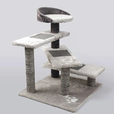 ODM Grigio Legno Moderno Cat Climbing Frame Deluxe Sisal Cat Tree House Scratcher
