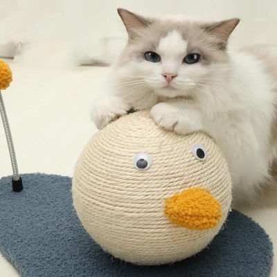 Personalizzabile Cute forma di anatra Gatto grattatura palla per giocattolo Sisal naturale