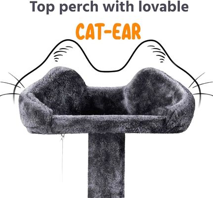 OEM/ODM Custom Luxury Dark Grey Plush Wood Multi-storey Cat Villa con Albero da arrampicata