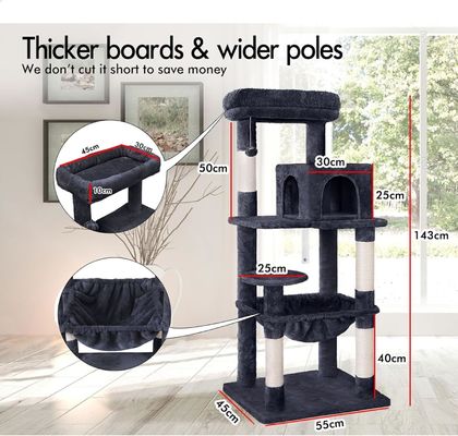Servizio di personalizzazione Fornito 143cm Cat Tree con Plush Perch Multi-Level Cat Tower