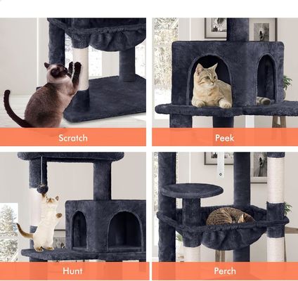 Servizio di personalizzazione Fornito 143cm Cat Tree con Plush Perch Multi-Level Cat Tower
