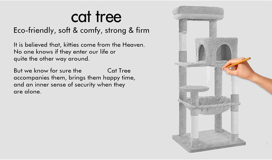 Servizio di personalizzazione Fornito 143cm Cat Tree con Plush Perch Multi-Level Cat Tower