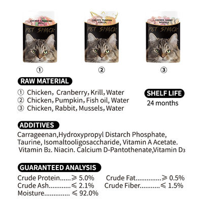 Alti livelli di proteine per adulti Bagetti di cibo per gatti bagnati Pollo Pesce oceanico Alimenti bagnati per gatti Prelibatezze Snack