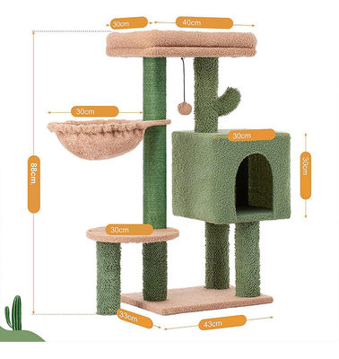 Legno Modern Cat Sisal Scratcher Cactus Cat Albero con Amaca e Raschietto