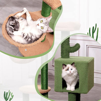 Legno Modern Cat Sisal Scratcher Cactus Cat Albero con Amaca e Raschietto