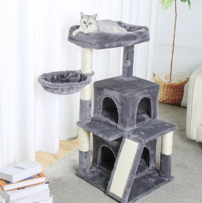 Fun Play Funzione Logo personalizzato Eco-Friendly Legno Grigio SISAL Cat Tower per gatti interni