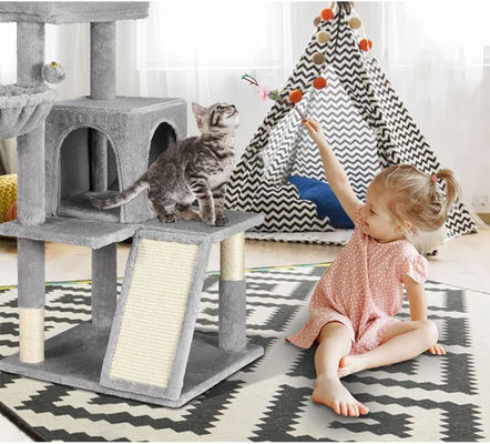Fun Play Funzione Logo personalizzato Eco-Friendly Legno Grigio SISAL Cat Tower per gatti interni