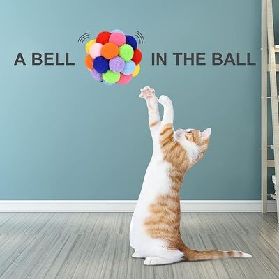 Giocattolo a sfera di gatto per animali domestici colorato Campanelle fatte a mano Palline rimbalzanti Catnip Giocattolo interattivo