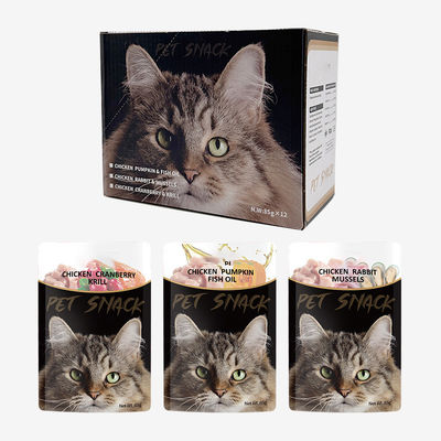 Sapore di pollo gustoso Sapore di pesce Sapore umido Alimenti per animali da compagnia Gatti dolcetti Salsa umida Alimenti per cani