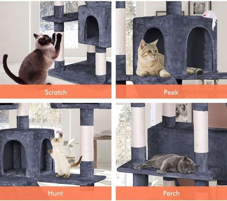 Fun Play Multi-Level Luxury Cat Tree Arredamento con Scratching Post Condo Piattaforme