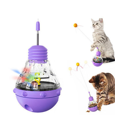 Multifunzionale per gatti giocattolo a bacchetta rotante sfera di illuminazione e alimentatore lento per gatti interni