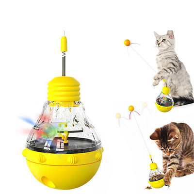 Multifunzionale per gatti giocattolo a bacchetta rotante sfera di illuminazione e alimentatore lento per gatti interni