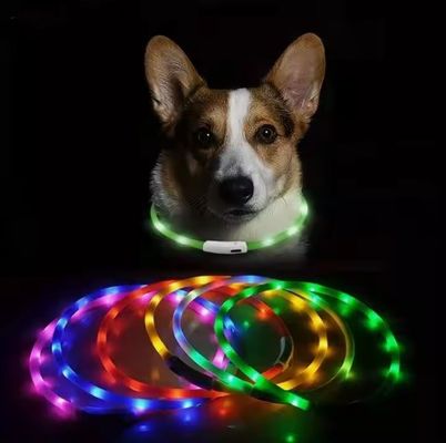 Servizio di personalizzazione Fornito Collare per cani in silicone a LED USB impermeabile ricaricabile