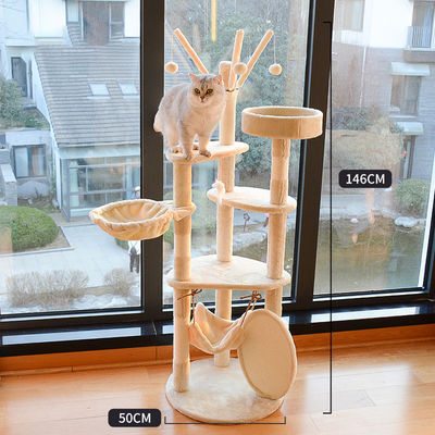 Multi-Level Cat Climbing Sisal FrameModern Wood Large Cat Tree Tower Arredamento Raschiatura
