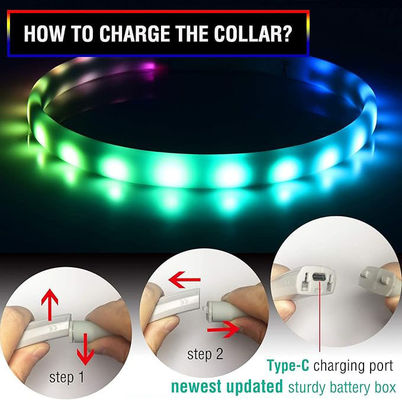Servizio di personalizzazione Fornito Collare per cani in silicone a LED USB impermeabile ricaricabile