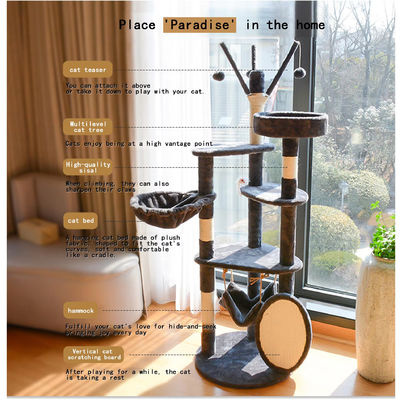 Multi-Level Cat Climbing Sisal FrameModern Wood Large Cat Tree Tower Arredamento Raschiatura