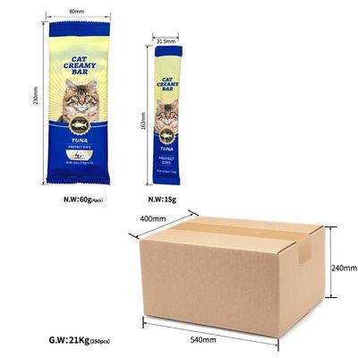Prodotti per animali domestici freschi Tre gusti Strip per gatti Snack per animali domestici per promuovere il cibo in scatola