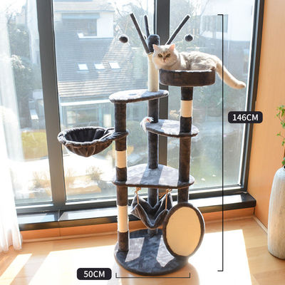 Legno vantaggioso Modern Cat Sisal Scratcher Multi Level Cat Climbing Frame e Amaca