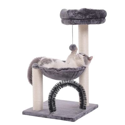 Torre di gatti di peluche Albero di gatti grattare Centro di attività giocattoli Gatti grigi