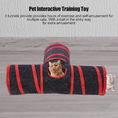 Peek Hole e Toy Ball Stile durevole Pet Cat Tunnel Tube 3-Way Collapsible per gatti interni