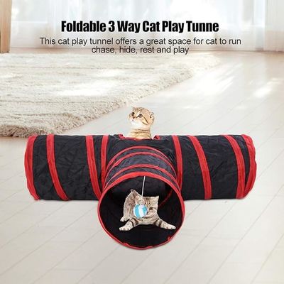 Peek Hole e Toy Ball Stile durevole Pet Cat Tunnel Tube 3-Way Collapsible per gatti interni