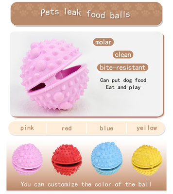 Red Rubber Dog Treat Toy Ball per la pulizia dei denti Logo personalizzato e gioco interattivo